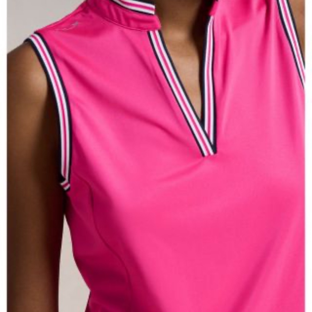Ralph Lauren Fuchsia Sleeveless Polo Popover Top With Greenbriar Resort Logo
